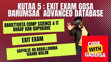 Kutaa Ffaa Advanced Database Exit Exam Questions And Answers Ethiopia