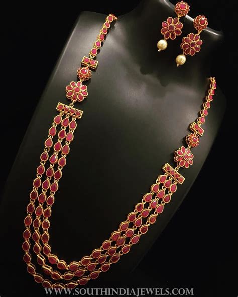 Multilayer Ruby Haram Set From Nakshatra South India Jewels