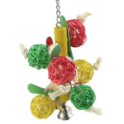 Pet Bird Toys Leather Rope Colorful Rattan Balls Strings Parrot Chew