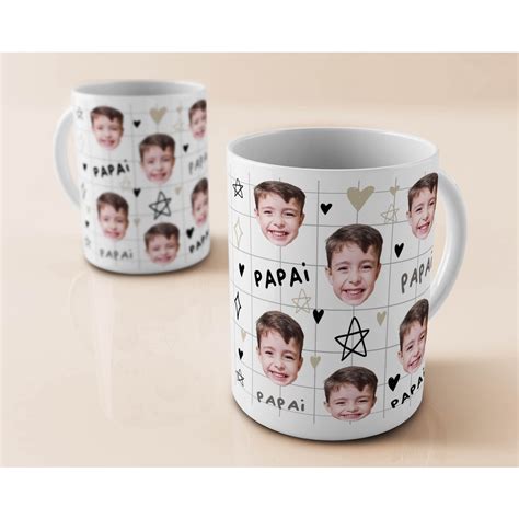 Caneca Dia Dos Pais Rostinhos Personalizado Shopee Brasil