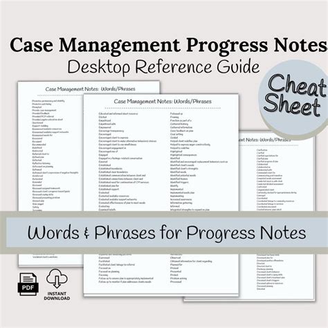 Case Manager Cheat Sheet Verbiage For Notes And Documentation Social