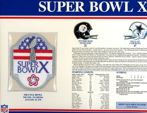 Super Bowl X Patch Stat Card Official Willabee And Ward Denver Autographs