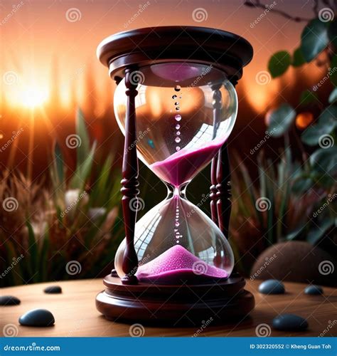 Hourglass Filled With Crystals Showing Passage Of Time Stock