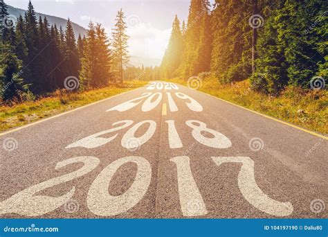 Empty Asphalt Road And New Year Concept Driving On An