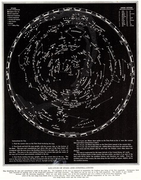 Prints C Celestial Astronomy Chart Of The Stars Capricorn And Aquila