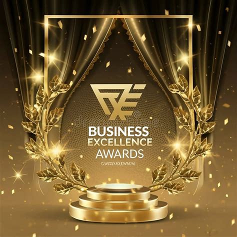 Business Excellence Awards Golden Texture Stage Platform With Spotlight