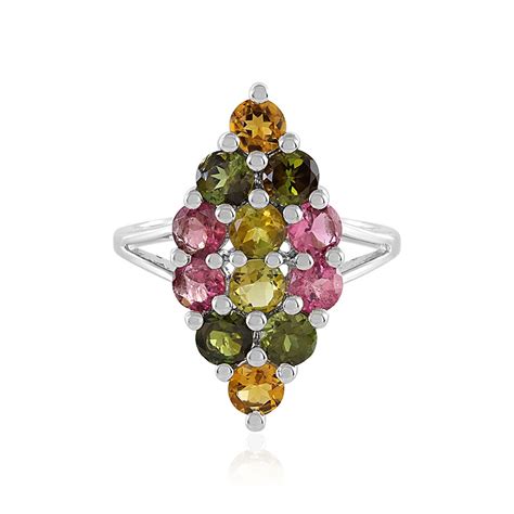 Multicolor Madagaskar Turmalin Sterling Ring Ct