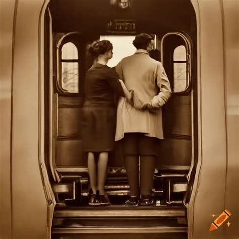 Sepia Photo Of A Couple On A Train On Craiyon