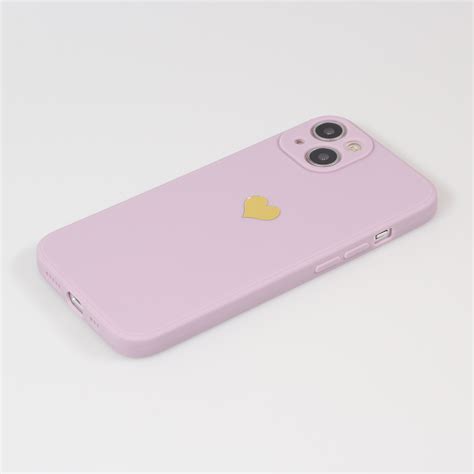 Coque iPhone 14 Silicone Mat Coeur doré Violet Acheter sur PhoneLook