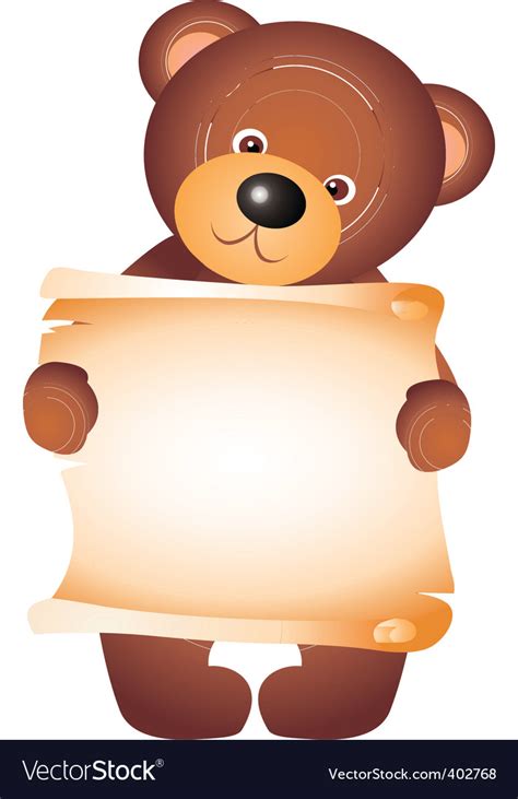 Teddy Bear With Blank Vector Royalty Free Vector Image