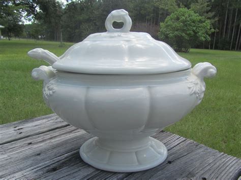 Soup Tureen White Soup Tureen Bowl Serving Bowl White Ceramic Ladle