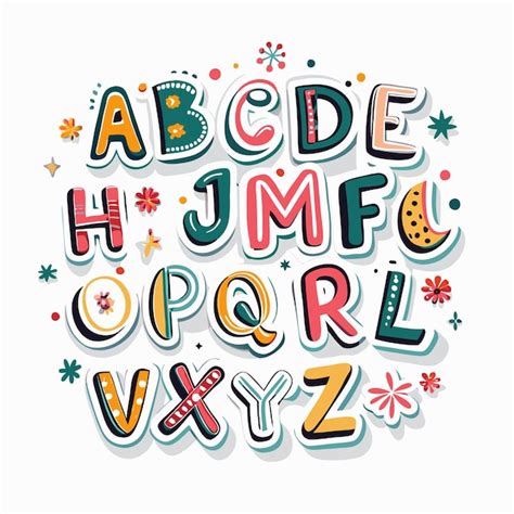 Letras Coloridas Del Alfabeto Con Elementos Decorativos Vector