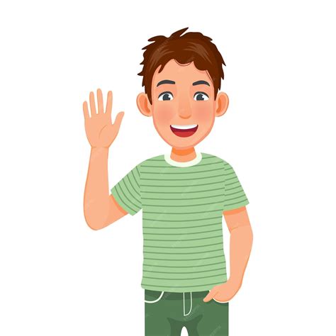 Premium Vector Happy Young Man With Hand In The Pocket Smiling Waving