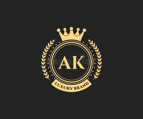 Ak Initial Letter Gold Calligraphic Feminine Floral Hand Drawn Heraldic