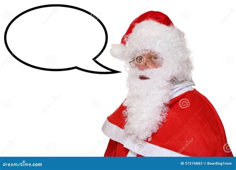 Santa Claus Christmas Speaking With Speech Bubble And Copyspace Stock
