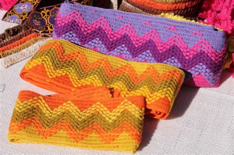 Lot Vintage Sewing Trim Funky Retro Yarn Fringe Wide Braid Popcorn