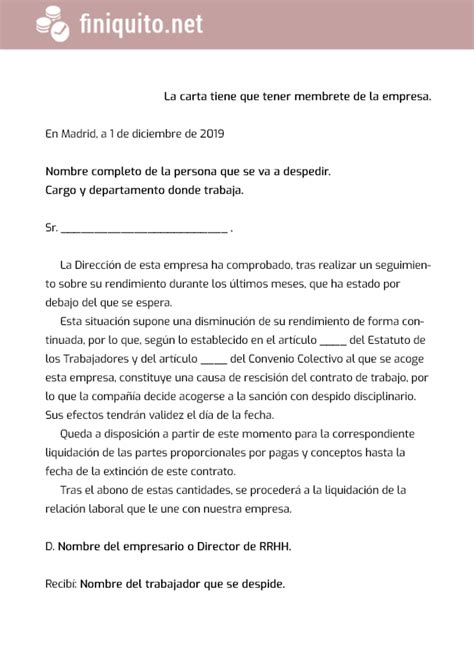 Modelo Carta De Despido