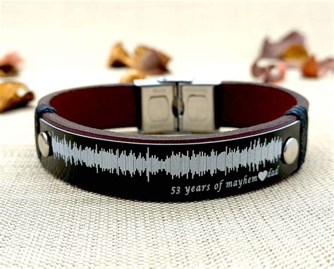 Custom Engraved Soundwave And Qr Code Bracelet Gift For Etsy