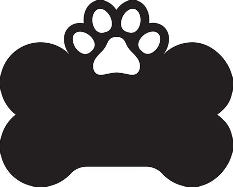 Dog bone with paw. Black name tag 4791196 Vector Art at Vecteezy