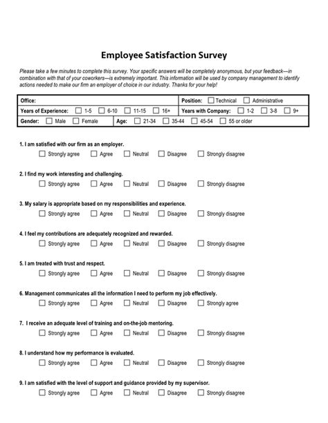 Employee Satisfaction Survey In Word And Pdf Formats Photos Hot