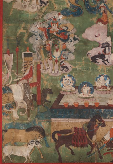 A Mongolian Thangka Depicting The Nine Drala Brothers 19th Century