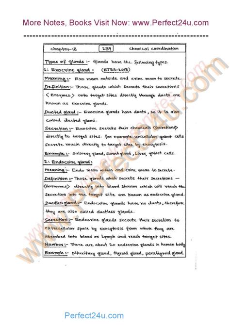 Nd Years Bio Notes Fsc Cha Chemical Coordination Pdf For Kpk Board