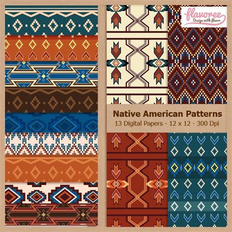 Digital Scrapbook Paper Pack NATIVE AMERICAN PATTERNS Etsy Native