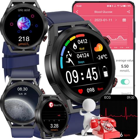 Buy Blood Glucose Smart Watch ECG HRV Fitness Tracker With Heart Rate