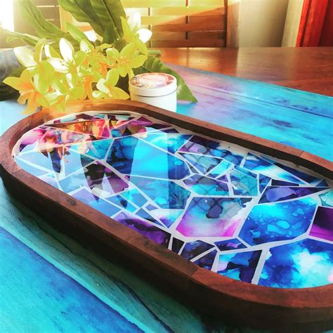 Fluid Art Serving Tray Diy Resin Art Diy Resin Tray Resin Art