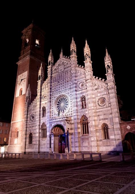 Night View of Monza Cathedral, Monza, Italy Stock Photo - Image of ...