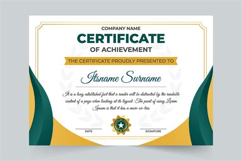 Certificate Of Achievement And Diploma Design With Golden And Green