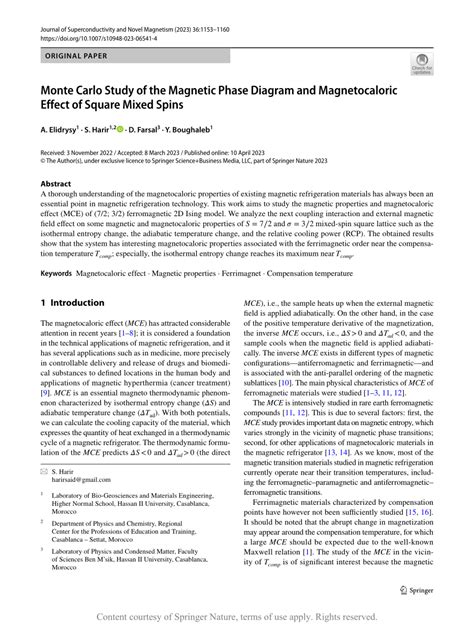 Monte Carlo Study Of The Magnetic Phase Diagram And Magnetocaloric