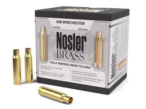 Nosler Custom 308win Unprimed Brass Qty 50 Holts Gun Shop