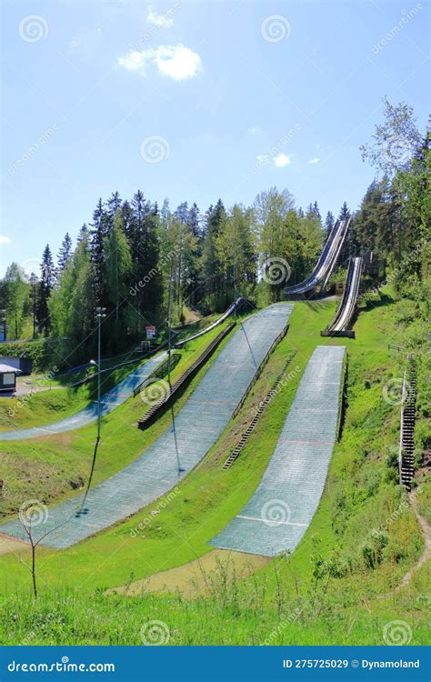 Ski Jumping Facility for Young Athletes and Children in the Summer, Lahti, Finland Stock Image ...