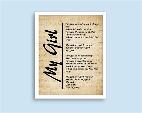 My Girl Lyrics Print Wall Art Print, Digital Picture for Living Room ...