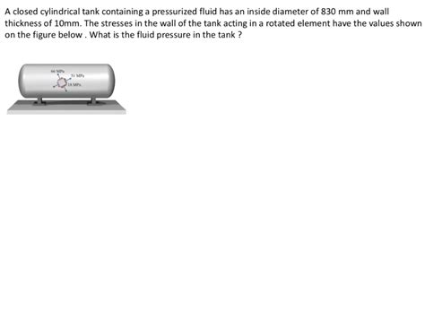 Solved A Closed Cylindrical Tank Containing A Pressurized Chegg