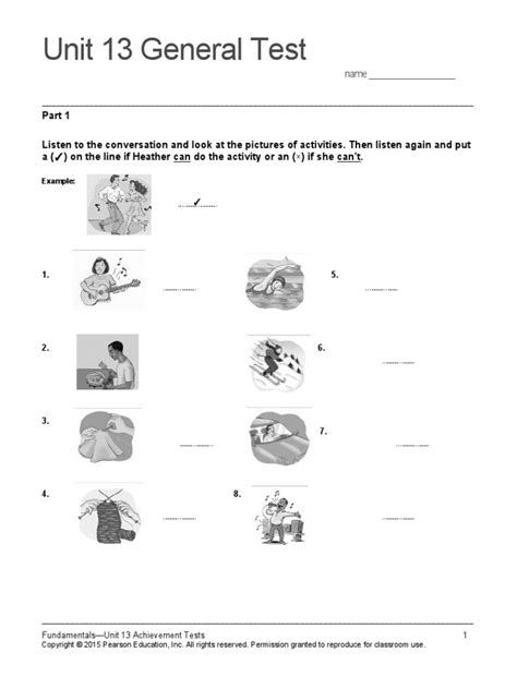 Top Notch Fundamentals Unit 13 Assessment Pdf Classroom Cognition