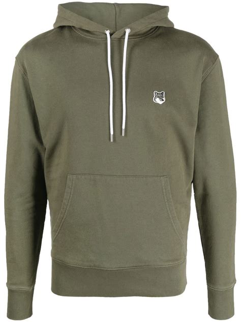 Maison Kitsuné Logo appliqué Hoodie Green Editorialist