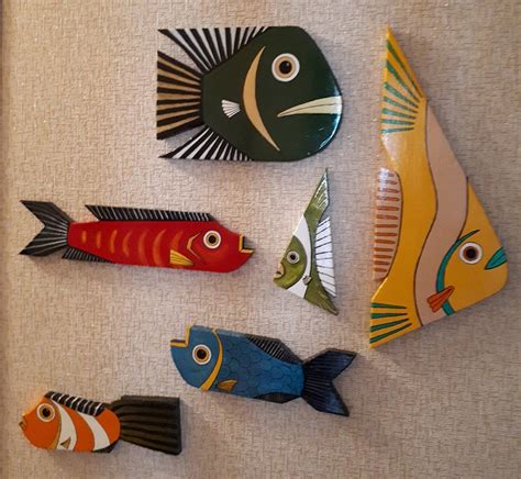 Wood Fish Art Home Decor Painted Board For Home Or Office Etsy Fish