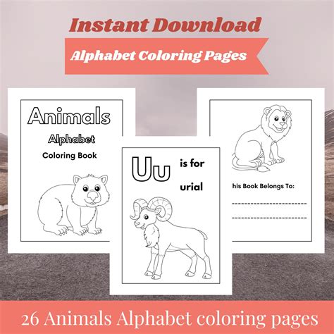 Animal Alphabet Coloring Pages Alphabet Printable Coloring - Etsy