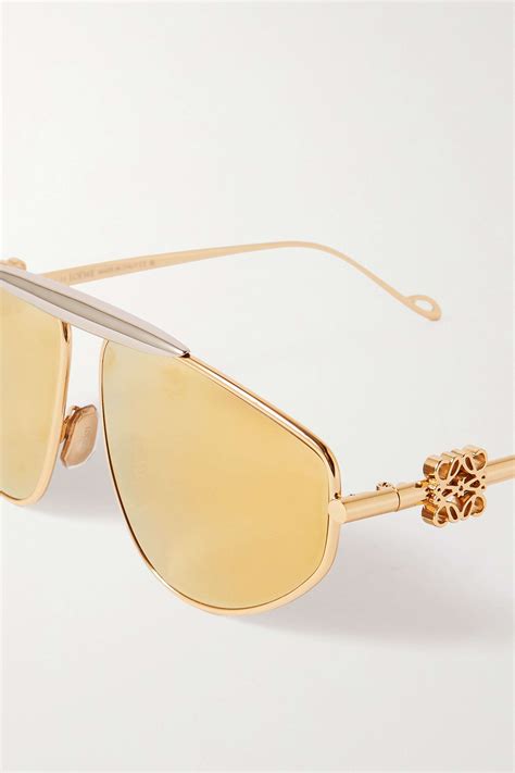 Loewe Eyewear Aviator Style Gold And Silver Tone Sungalsses Net A Porter