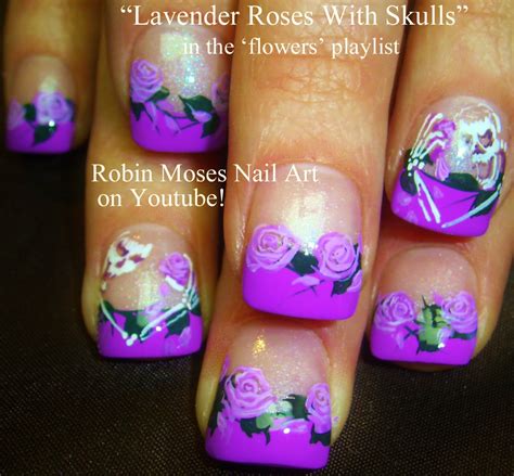 Robin Moses Nail Art Skull Nails Halloween Nails Red Rose Nails