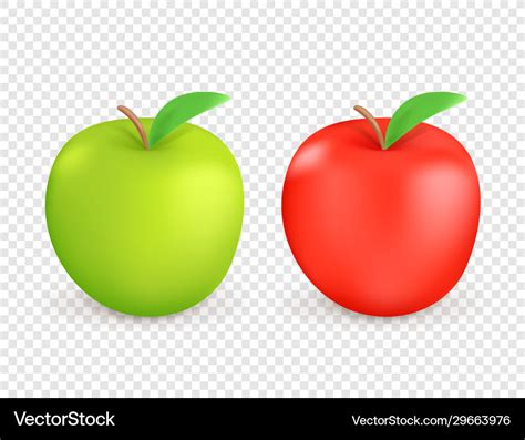 Red and green apples isolated on transparent Vector Image