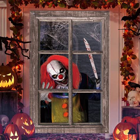 Amazon.com: Waenerec Halloween Window Decorations Scary Spooky Clown ...