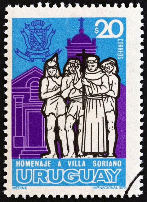 URUGUAY CIRCA 1973 A Stamp Printed In Uruguay Shows Priest Indians