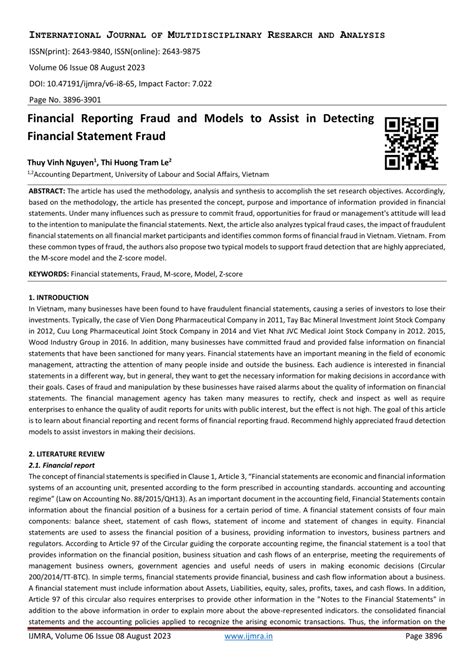 Pdf Financial Reporting Fraud And Models To Assist In Detecting