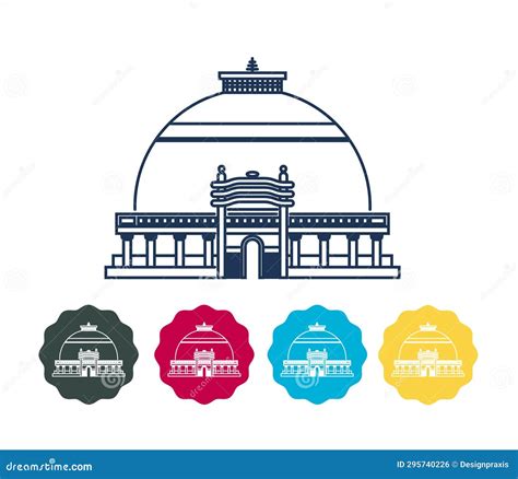 Nagpur City - Deekshabhoomi - Icon Illustration Stock Vector - Illustration of history, stupa ...