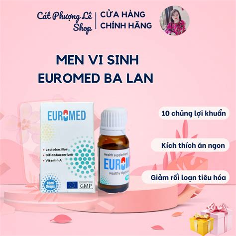 Men Vi Sinh Euromed 10ml Bổ Sung 10 Chủng Lợi Khuẩn Cho đường Ruột Giảm Rối Loạn Tiêu Hóa Cát