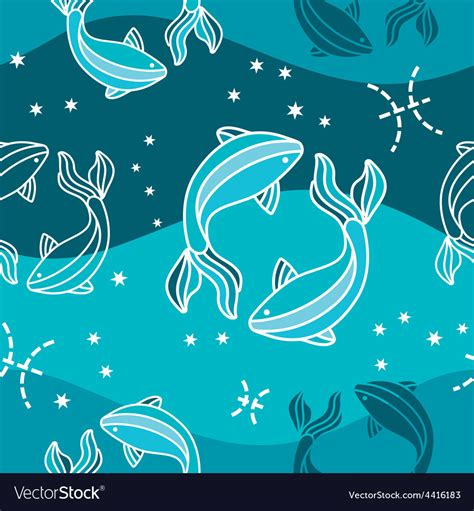 Pisces Zodiac Seamless Pattern Royalty Free Vector Image