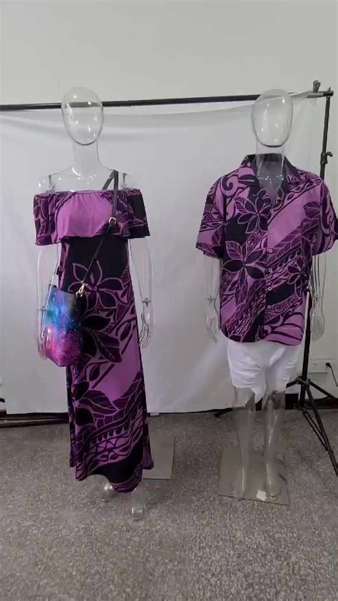 Purple Polynesian Tribal Samoa Puletasi Off Shoulder Dresses Plus Size Summer Dress Match Hawaii